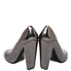 Marc Jacobs Grey Leather Block Heel Pumps Size 38.5