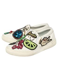 Pre Owned Marc Jacobs Off White Canvas Embellishment Low Top Sneakers Size 36