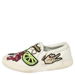 Pre Owned Marc Jacobs Off White Canvas Embellishment Low Top Sneakers Size 36