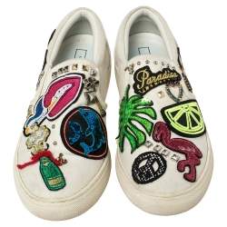 Pre Owned Marc Jacobs Off White Canvas Embellishment Low Top Sneakers Size 36
