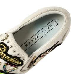 Pre Owned Marc Jacobs Off White Canvas Embellishment Low Top Sneakers Size 36