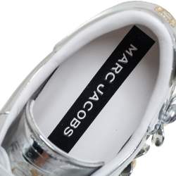 Pre Owned Marc Jacobs Silver Patent Leather Daisy Low Top Sneakers Size 41