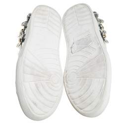 Pre Owned Marc Jacobs Silver Patent Leather Daisy Low Top Sneakers Size 41