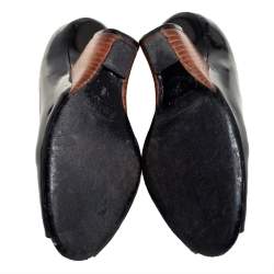 Marc Jacobs Black Patent Leather Peep Toe Reverse Heel Pumps Size 36