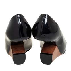 Marc Jacobs Black Patent Leather Peep Toe Reverse Heel Pumps Size 36