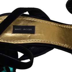 Marc Jacobs Multicolor Suede and Leather Heart Cut out Ankle Strap Sandals Size 39.5
