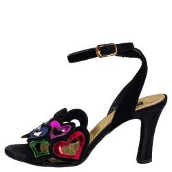Marc Jacobs Multicolor Suede and Leather Heart Cut out Ankle Strap Sandals Size 39.5