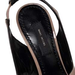 Pre Owned Marc Jacobs Beige Patent Leather Strappy Slingback Sandals Size 36.5