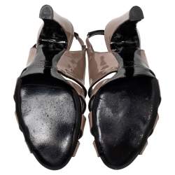 Pre Owned Marc Jacobs Beige Patent Leather Strappy Slingback Sandals Size 36.5