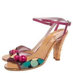 Marc Jacobs Multicolor Canvas and Leather  Ankle Strap Sandals Size 39