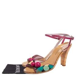Marc Jacobs Multicolor Canvas and Leather  Ankle Strap Sandals Size 39