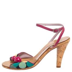 Marc Jacobs Multicolor Canvas and Leather  Ankle Strap Sandals Size 39