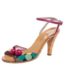Marc Jacobs Multicolor Canvas and Leather  Ankle Strap Sandals Size 39