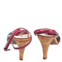 Marc Jacobs Multicolor Canvas and Leather  Ankle Strap Sandals Size 39