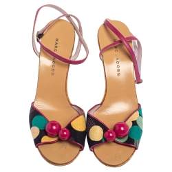 Marc Jacobs Multicolor Canvas and Leather  Ankle Strap Sandals Size 39