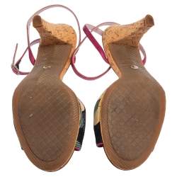 Marc Jacobs Multicolor Canvas and Leather  Ankle Strap Sandals Size 39