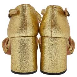 Pre Owned Marc Jacobs Gold Glitter Ankle Strap Sandals Size 36.5