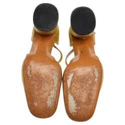 Pre Owned Marc Jacobs Gold Glitter Ankle Strap Sandals Size 36.5