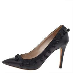 Pre Owned Marc Jacobs Black Leather Embellished Pumps Size 39