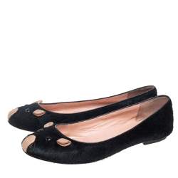 Marc Jacobs Black Calf Hair Mouse Ballet Flats Size 38.5