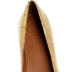 Pre Owned Marc Jacobs Gold Leather Bow Ballet Flats Size 37