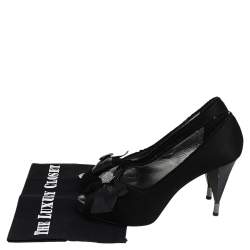 Marc By Marc Jacobs Black Satin Bow Peep Toe Pumps Size 39