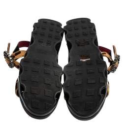 Marc by Marc Jacobs Beige Leopard Print Calf Hair and Patent Leather Ninja Wave Platform Sandals Size 39