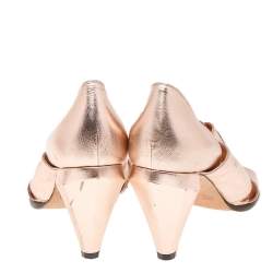 Marc Jacobs Metallic Rose Gold Leather Criss Cross Open Toe Pumps Size 36.5