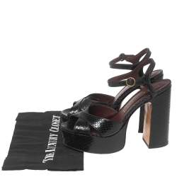 Marc Jacobs Black Python Embossed Leather Ankle Strap Sandals Size 36
