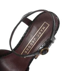 Marc Jacobs Black Python Embossed Leather Ankle Strap Sandals Size 36
