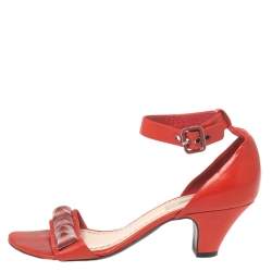 Marc Jacobs Red Leather  Studded Ankle Strap Sandals Size 37