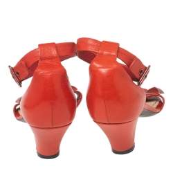 Marc Jacobs Red Leather  Studded Ankle Strap Sandals Size 37