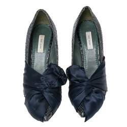 Marc Jacobs Navy Blue Python Leather Bow Pumps Size 39.5