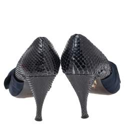 Marc Jacobs Navy Blue Python Leather Bow Pumps Size 39.5