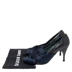 Marc Jacobs Navy Blue Python Leather Bow Pumps Size 39.5