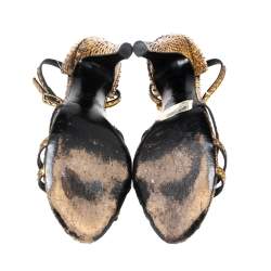 Marc Jacobs Metallic Gold Python Ankle Strap Sandals Size 39