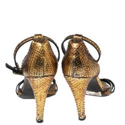Marc Jacobs Metallic Gold Python Ankle Strap Sandals Size 39