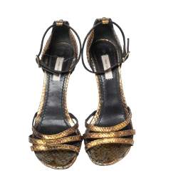 Marc Jacobs Metallic Gold Python Ankle Strap Sandals Size 39