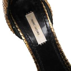 Marc Jacobs Metallic Gold Python Ankle Strap Sandals Size 39