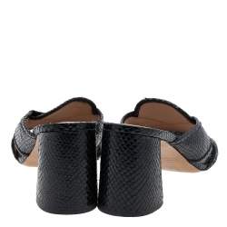 Marc Jacobs Black Snakeskin Embossed Leather Criss Cross Slide Sandals Size 38