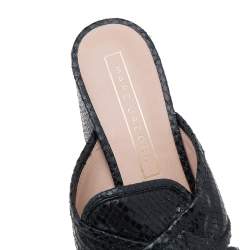 Marc Jacobs Black Snakeskin Embossed Leather Criss Cross Slide Sandals Size 38