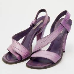 Marc Jacobs Purple Croc Embossed Leather Slingback Sandals Size 39