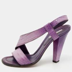 Marc Jacobs Purple Croc Embossed Leather Slingback Sandals Size 39