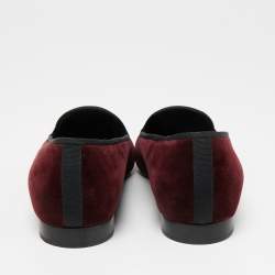 Pre Owned Marc Jacobs Burgundy Velvet Embroidered Smoking Slippers Size 36