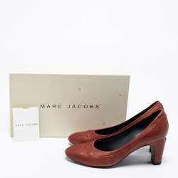 Pre Owned Marc Jacobs Brown Leather Round Toe Pumps Size 36.5