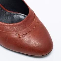 Pre Owned Marc Jacobs Brown Leather Round Toe Pumps Size 36.5