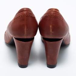 Pre Owned Marc Jacobs Brown Leather Round Toe Pumps Size 36.5