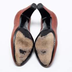 Pre Owned Marc Jacobs Brown Leather Round Toe Pumps Size 36.5