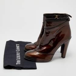 Marc Jacobs Metallic Bronze Patent Leather Ankle Length Boots Size 40.5