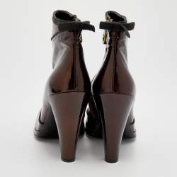 Marc Jacobs Metallic Bronze Patent Leather Ankle Length Boots Size 40.5